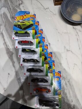 Hot Wheels Kids Car Pack — Bright Lime, Red, Black, Orange, Gold Toy Cars